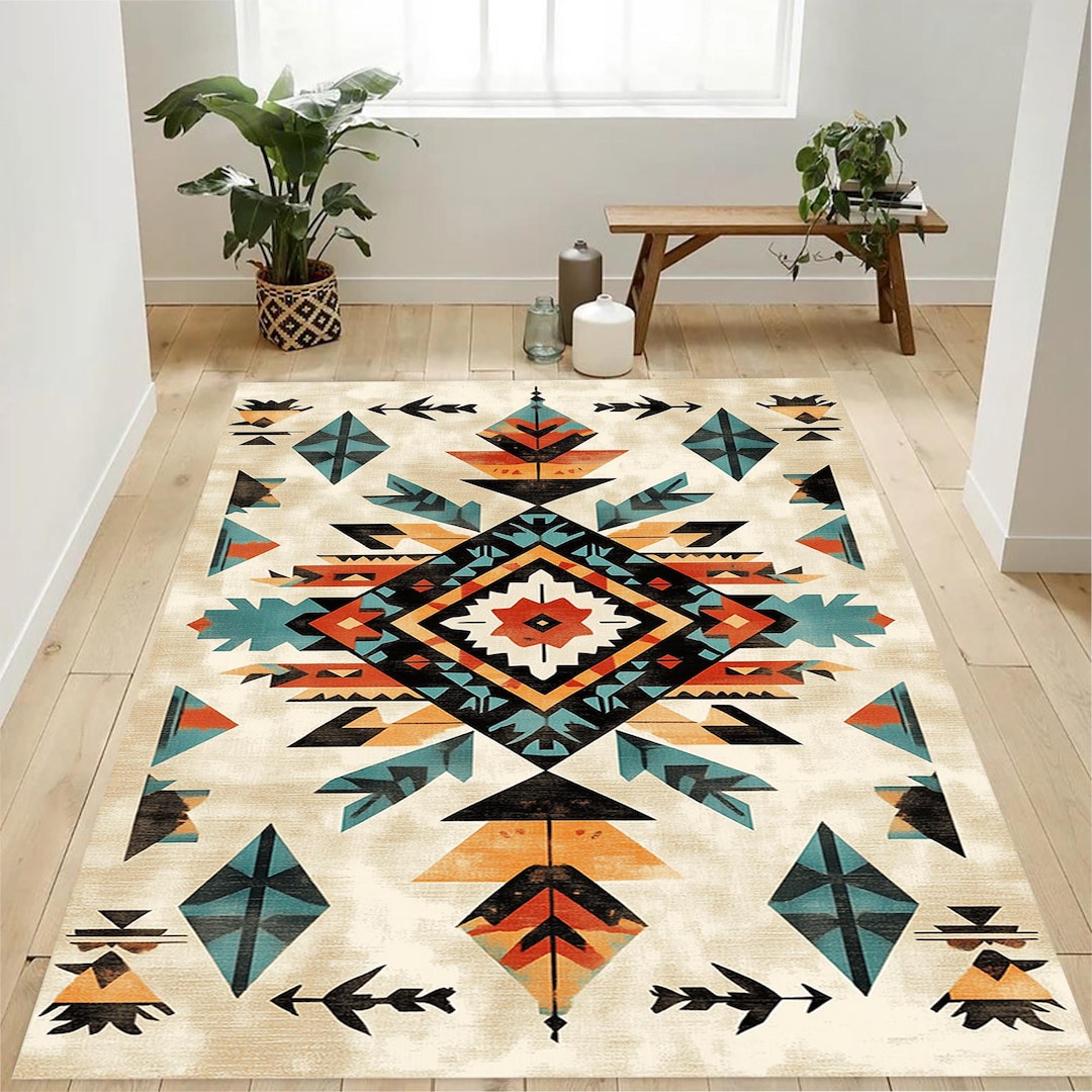 Aztec Area Rug: Geometric Ethnic Design - Etsy
