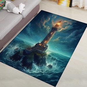 Lighthouse Area Rug: Nautical Marine Decor, Kids Room Rug