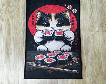 Sushi Cat Area Rug: Japanese Decor Carpet - Etsy