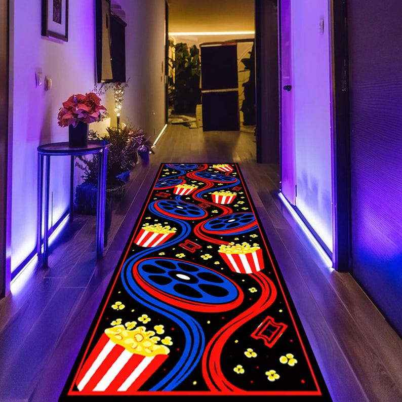 First Popcorn Machine Rug Popcorn Movie Room Rug, Cinema Theme Runner - Etsy