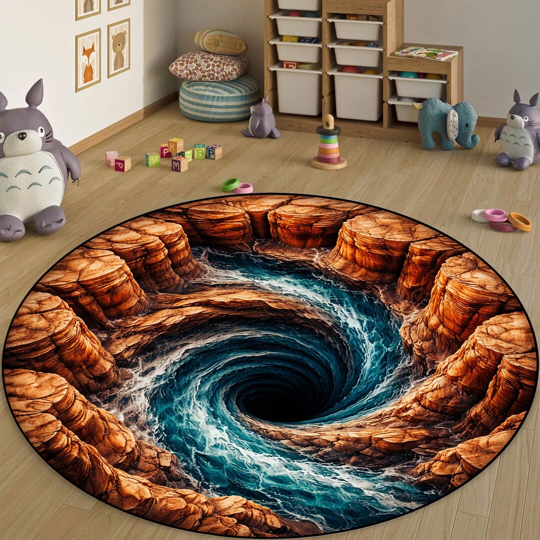 Water Rug Round Water Vortex Round Rug: Ocean Whirlpool,blue Swirl Water,hypnotic - Etsy