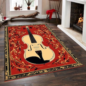 Violin Rug: Musical Instrument Design, Music Room Decor