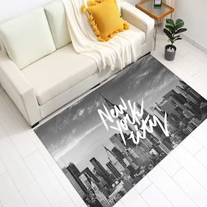 New York Rug, NYC Rug, USA Rug, New York City Rug, Black And White Rug, Area Rug, Cool Rug, For Living Room, Gift For Him, Modern Rug