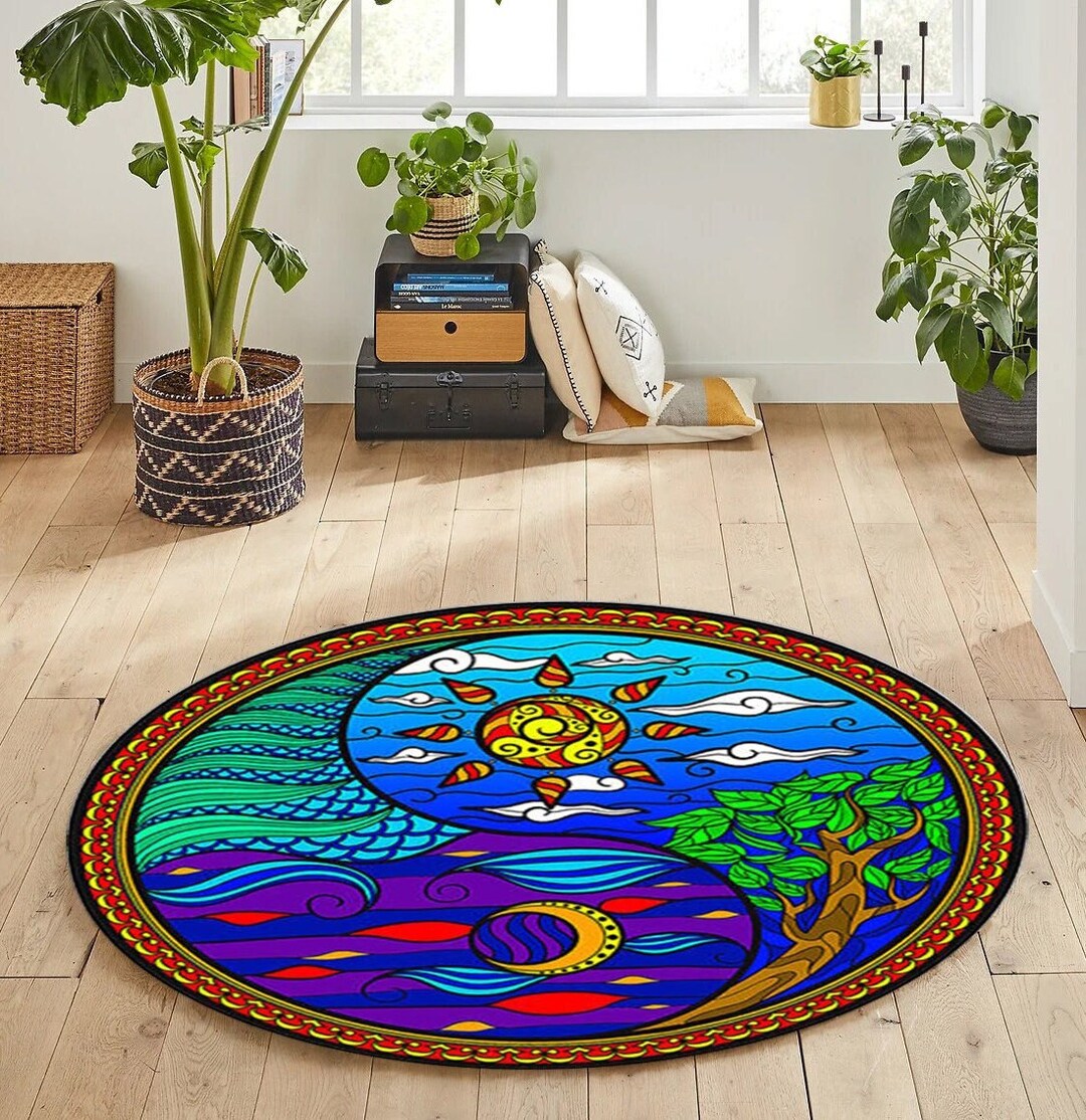 Yin Yang Round Rug, Night-day Ying Yang Rug, In-out Yin and Yang, Ying ...