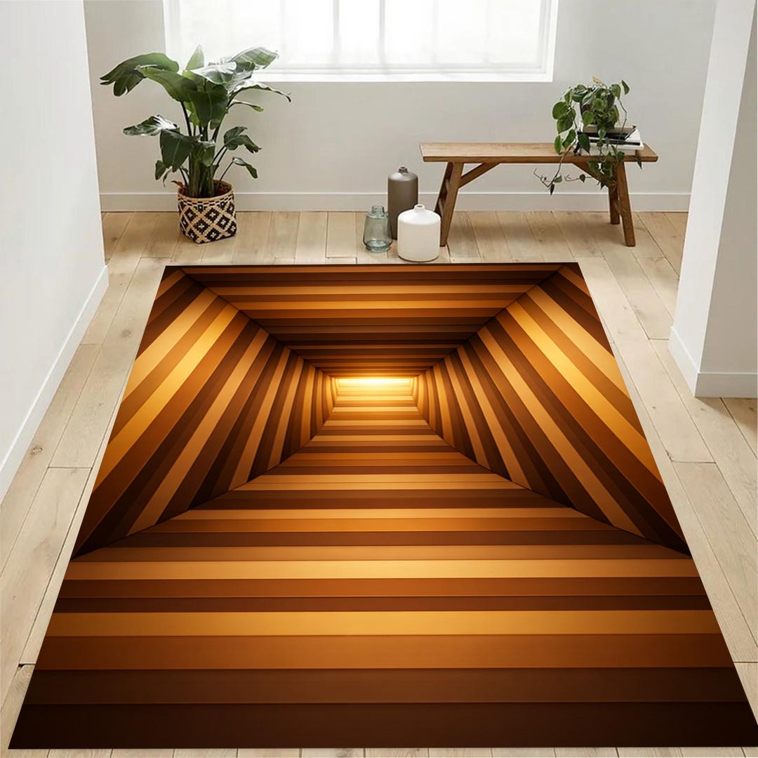 3D Vortex Illusion Rug, Optical Tunnel Printed Area Rug, Non-slip ...