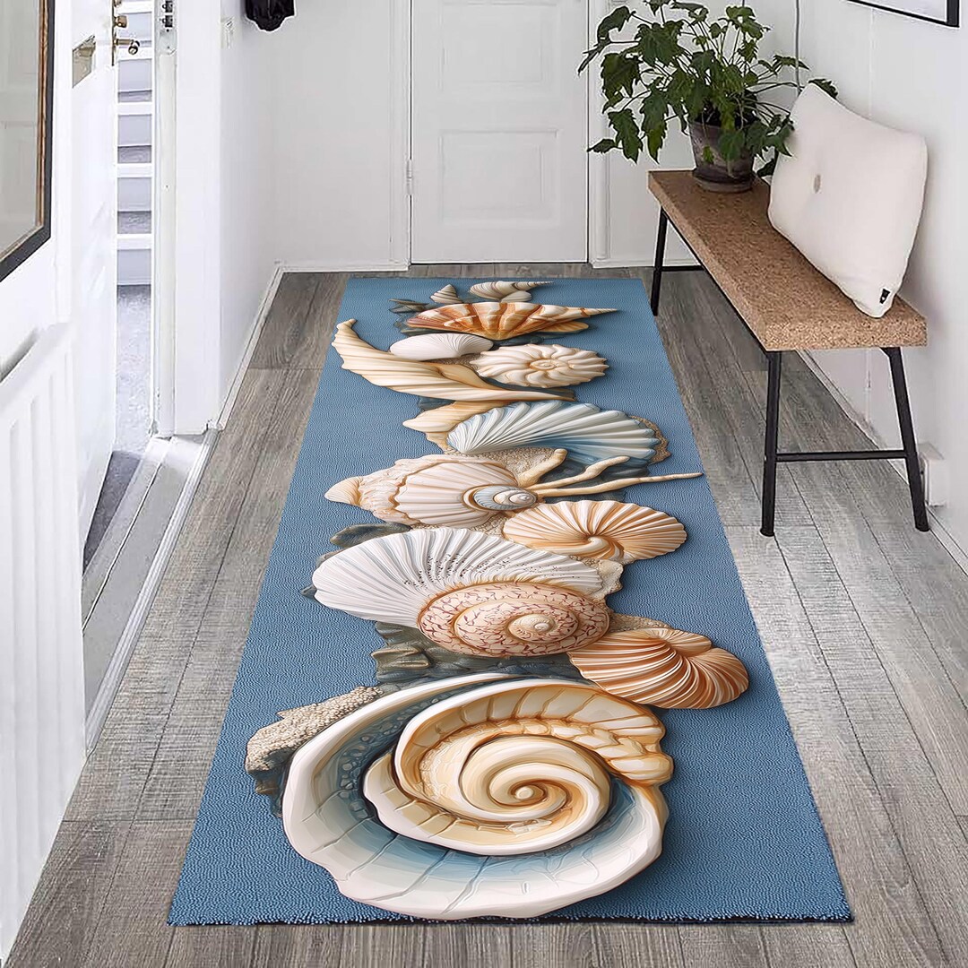 Seashell Oval Rug Seashells Rug: Beach - Etsy