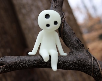 Glow in the Dark Kodama Figure with Hand Painted eyes