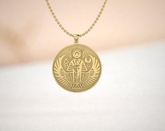 Gold-Plated Horus Pendant Necklace: Egyptian God Amulet Jewelry