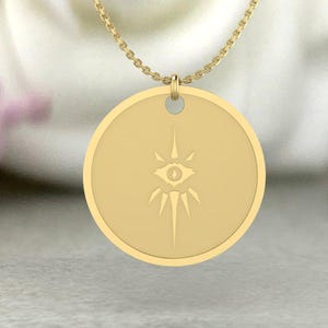 Dragon Age Inquisition Necklace: Gold Eye Pendant, Gamer Cosplay
