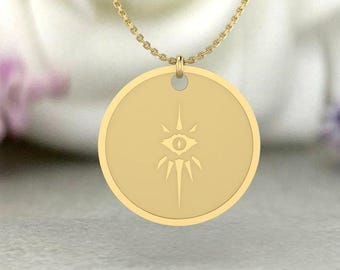 Dragon Age Inquisition Necklace: Gold Eye Pendant, Gamer Cosplay