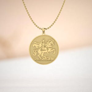 Odin on Sleipnir Necklace | Norse Mythology Pendant | Viking Jewelry | Gold Plated Brass Amulet | Norse Horse Pendant | Pagan Gift