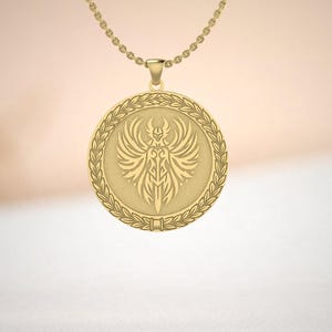 Gold Phoenix Pendant Necklace – Rebirth & Strength Jewelry – Fire Bird Symbol – Tribal Tattoo Phoenix Design – Gold-Plated Unisex Gift