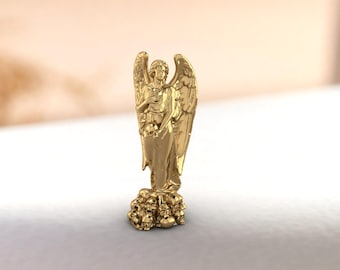 Brass Angel of Death Statue Memento Mori Figurine Gold Skull Gothic Decor Luxury Macabre Miniature Altar Desk Decor