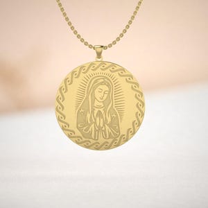 Our Lady of Guadalupe Pendant Necklace – Gold-Plated Catholic Jewelry – Religious Medal – Virgin Mary Charm – Symbol of Love & Faith