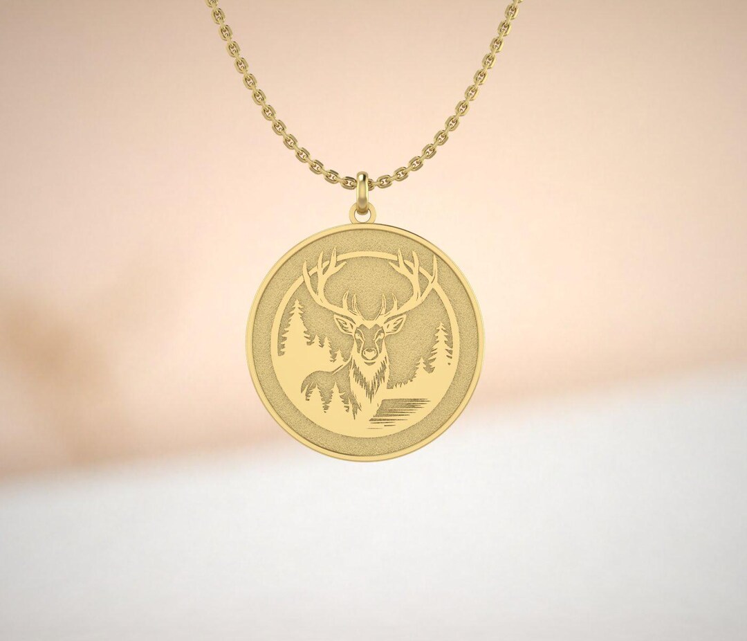 14Kゴールド鹿ペンダントネックレス – Wildlife Buck & Forest Jewelry