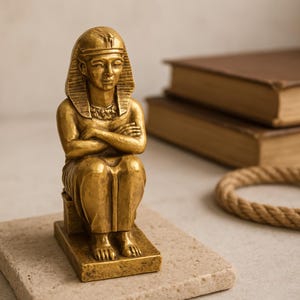Egyptian Pharaoh Statue Gold | 3cm Mini Ancient Egypt Figurine | Collectible Desk Decor | Historical Artifact Replica