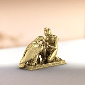 Miniature Golden Zeus Eagle Statue: Neoclassical Greek Mythology Decor