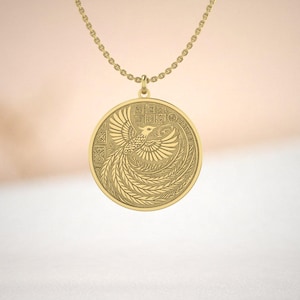 14K Gold Phoenix Pendant Necklace – Symbol of Rebirth, Renewal & Strength Mythical Bird Jewelry – Spiritual Inspirational Gift