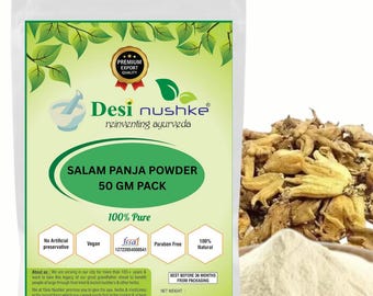Desi Nushke Salam Panja Powder| 50GM | Salem panja | 1.76 Oz | Salab panja | Hatta haddit |Panchaule Dactylorhiza Hatagirea |Lucky hand Root