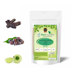 Desi Nushke Organic Amla, Reetha And Shikakai Powder |10.5 oz| | Helps To Reduce Hair Fall And Dandruff | 300GM |  100 % Organic powder