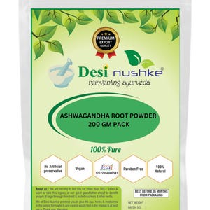 Desi Nushke Organic Ashwagandha root Powder |3.52 oz | Indian Ginseng | fenugreek ashwagandha |Aphrodisiac| Withania Somnifera Radix |100 GM image 2