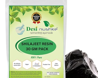 DESI NUSHKE Shilajit | 30 GM | Pure Mumijo resin | 1.05 oz | Sourced at 15,000+ feet in Himalayan Mountains | Shilajeet resin | fulvic acid