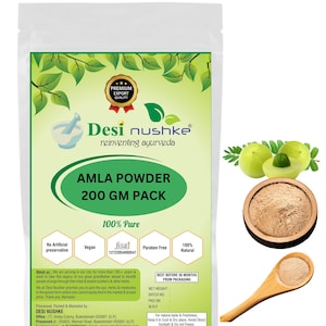 Desi Nushke Polvo de Amla orgánico secado al sol /7.05 oz/ Phyllanthus emblica / Emblic Myrobalan /200 GM/ Amalaki /Amada/ Aonla /Amalaki /Amalakan