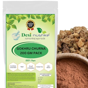 DESI NUSHKE Gokhru Churna / 200 GM/ Tribulus Terrestris Polvo /7.05 oz/ Churna natural