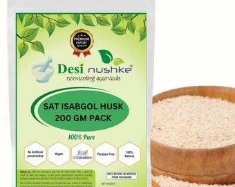 Desi Nushke Isabgol 200gm | Psyllium Husk | 7.05 Oz | Plantago ovata | Ispaghula | Fleawort Husk | Natural Soluble Fiber | Isabgol Ki bhusi