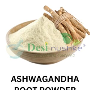 Desi Nushke Organic Ashwagandha root Powder |3.52 oz | Indian Ginseng | fenugreek ashwagandha |Aphrodisiac| Withania Somnifera Radix |100 GM image 3