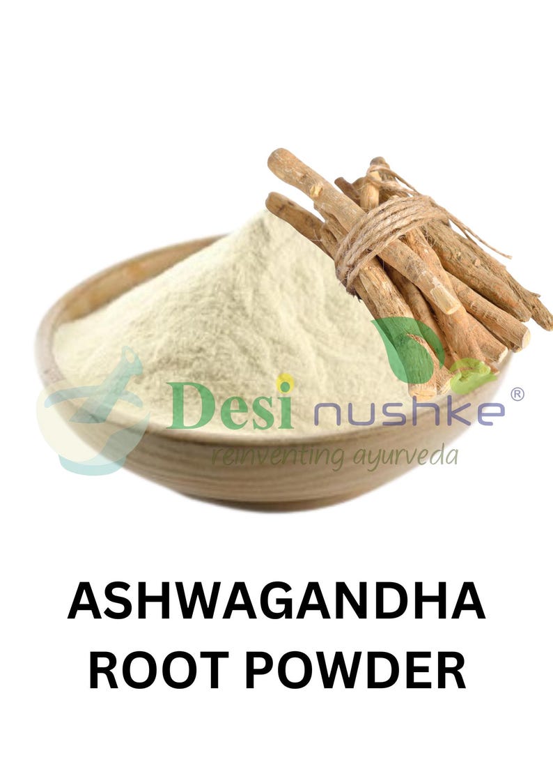 Desi Nushke Organic Ashwagandha root Powder |3.52 oz | Indian Ginseng | fenugreek ashwagandha |Aphrodisiac| Withania Somnifera Radix |100 GM image 3