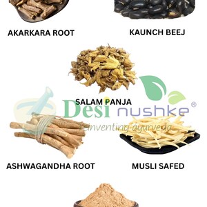 Akarkara, Salam Panja, Safed Musli, Kaunch & Ashwagandha Powder Combo|7.05 oz|Boost Performance, Energy And Power For Men (1 month Pack) image 3