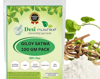 Desi Nushke Giloy Satva Powder 100g | Pure Guduchi Extract | Tinospora Cordifolia Herbal Supplement | Natural Ayurvedic Wellness Powder