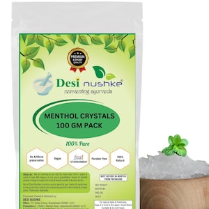 Desi Nushke Sat Podina - Sat Pudina - Cristal de mentol - 3.52 oz - Mentha Arvensis - Menta - 100 g - Cristales de Pudina Puvvu