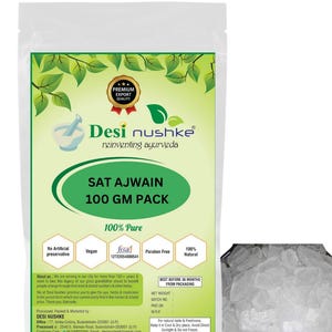 Desi Nushke Sat Ajwain - 3.52 oz -Thymol Crystal- 100 gm - Trachyspermum Ammi Sprague - Ajwain Phool - Joni Guti Yamani Ajamo - Vamu Puvvu