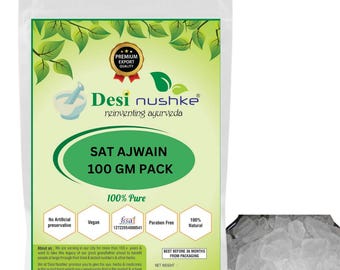 Desi Nushke Sat Ajwain - 3.52 oz -Cristal de timol- 100 g - Trachyspermum Ammi Sprague - Ajwain Phool - Joni Guti Yamani Ajamo - Vamu Puvvu