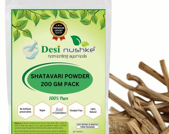 Desi Nushke biologisch shatavaripoeder | Asperges Racemosus | 7,05 oz | Tian Men-dong | 100% biologisch shatavaripoeder 200 GM