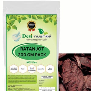 Desi Nushke Ratanjot | Alkanna Tinctoria | Alkanet Root | Bugloss | 7.05 oz | Dhamani | Jatropha Curcas | Laljari Maharanga | 200 GM