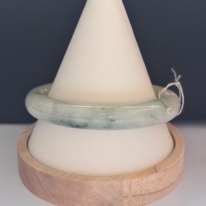 Untreated Natural Type A Burma Jadeite Bangle Pale Green With Dark Green Floating Flowers For Everyday Wear