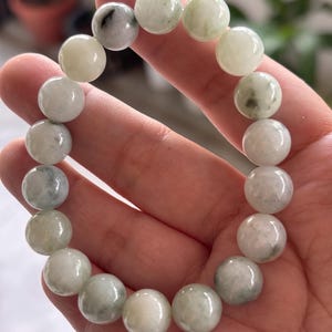 Natural authentic icy pale green with floating flowers beads jadeite bracelet type A untreated Burma jadeite stone feng shui bracelet