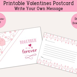 Druckbare Valentinstags-Postkarte | Notizkarte | Karte | Buchstabe | Nachricht | Für immer zusammen | Druckbares Geschenk | Geschenk für geliebten Menschen | Schreibe deine eigenen