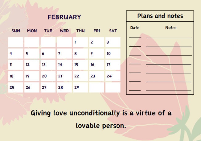 2014 Calendar With Inspirational Quotes Each Month - Etsy