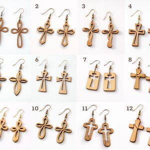 Cross Earring Bundle SVG, Religious Cross LaserCut, Easter Wood Earring Svg, Christian Cross Earrings SVG, Earrings Glowforge Svg image 2