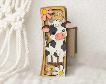 Cute Cow Hair Clip SVG,  Cow Claw Clip 4.1", Floral Animal Hair Clip, Farmhouse Hair Accessory, Cow Lover Gift (Digital Download)