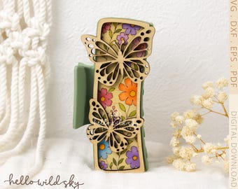 Butterfly With Flowers Laser Hair Clip File, Butterfly Claw Clip  4.1", Butterfly Laser Hair Clip Design (Digital Download)