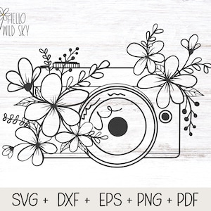 Floral Kamera SVG-Datei, Kamera svg, Kamera mit Blumen SVG, Floral Kamera Tshirt SVG, Floral Kameratasche| SVG, PNG, Blumen Kameraschnittdatei