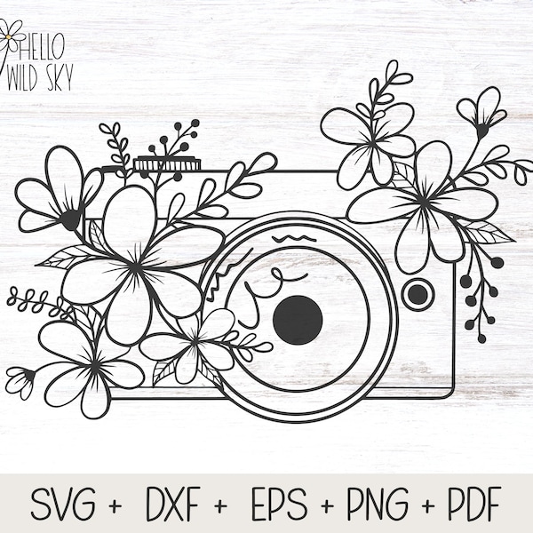 Floral Camera SVG file, Camera svg, Camera with Flowers Svg, Floral Camera Tshirt SVG, Floral Camera Bag| Svg,Png,Flower Camera cut file