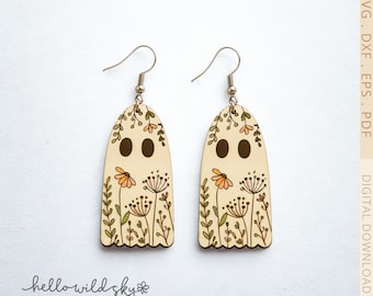 Engraved Wildflower Ghost Earrings SVG Laser File (Digital Download)