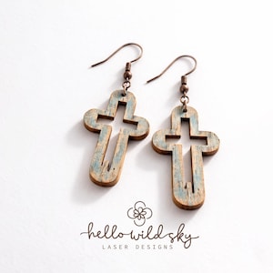 Cross Earring Bundle SVG, Religious Cross LaserCut, Easter Wood Earring Svg, Christian Cross Earrings SVG, Earrings Glowforge Svg image 7