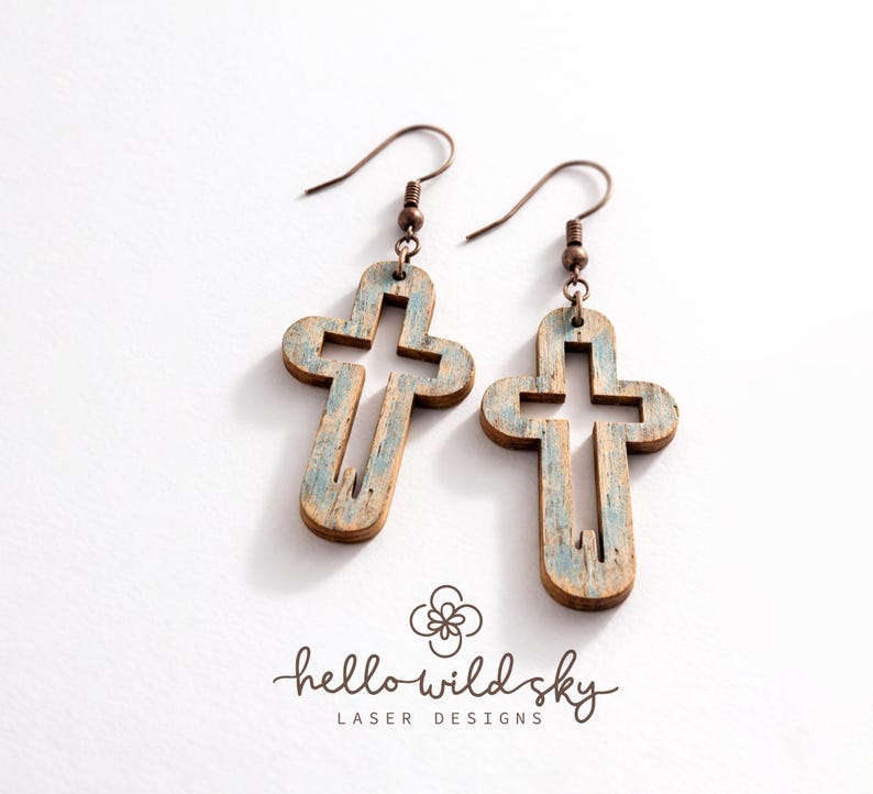 Cross Earring Bundle SVG, Religious Cross LaserCut, Easter Wood Earring Svg, Christian Cross Earrings SVG, Earrings Glowforge Svg image 7